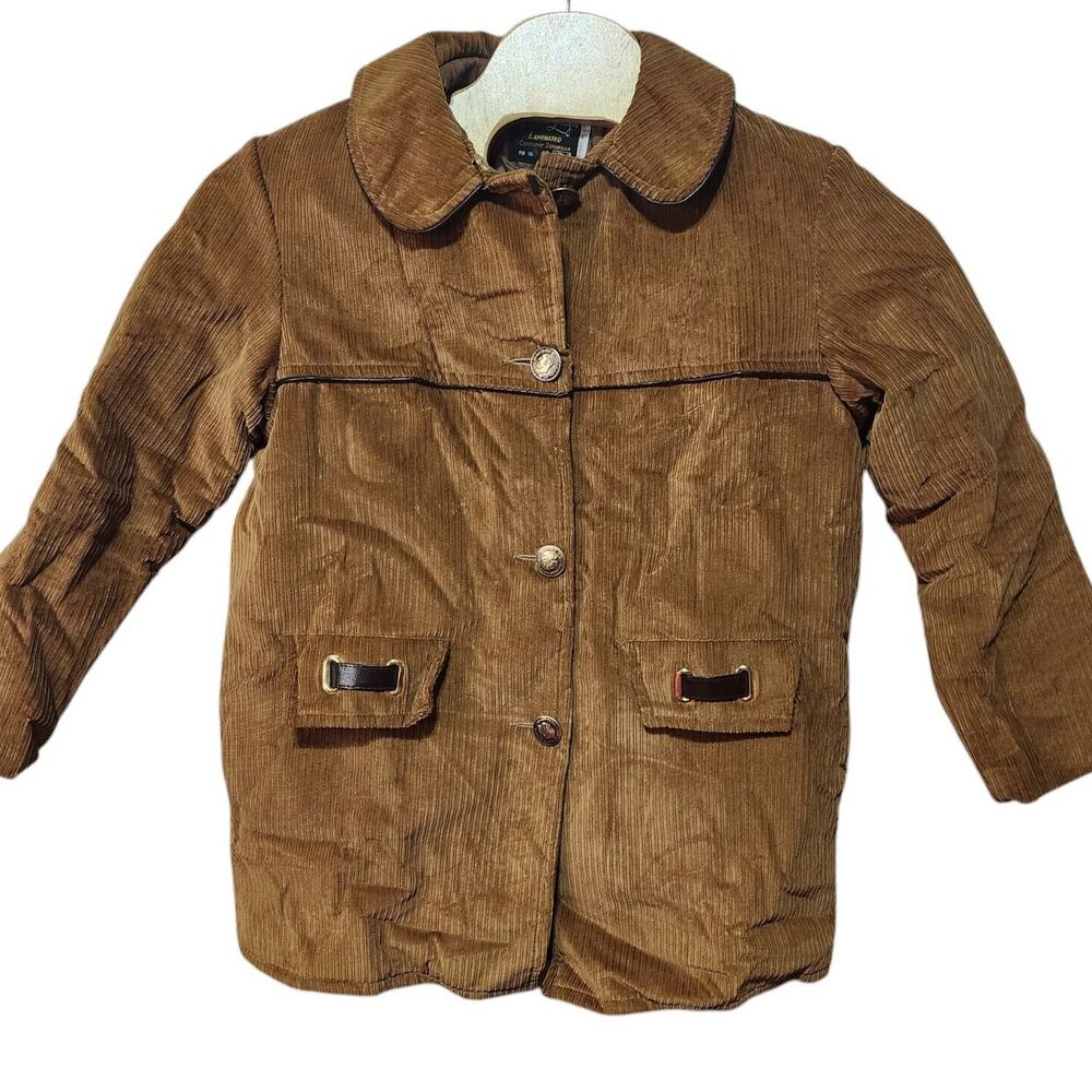 Debbie Leigh Coat Woman's 17/18 Brown Corduroy gold buttons tailored in Japan